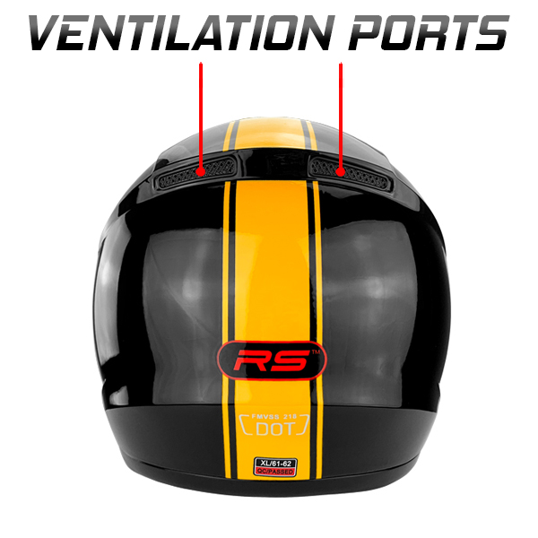 DOT Approved Full Face Motorcycle Helmet Gloss Black With Orange Stripe Anti-Fog Visor Systemoss Black With Orange Stripe