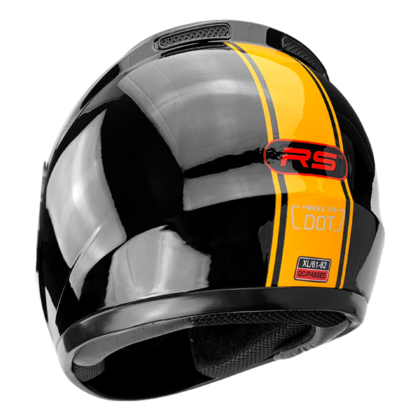 DOT Approved Full Face Motorcycle Helmet Gloss Black With Orange Stripe Anti-Fog Visor System