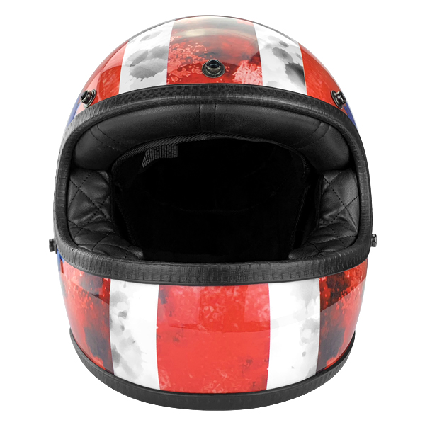 Full Face Vintage Style Fiberglass DOT Motorcycle Helmet Gloss Red American Flag