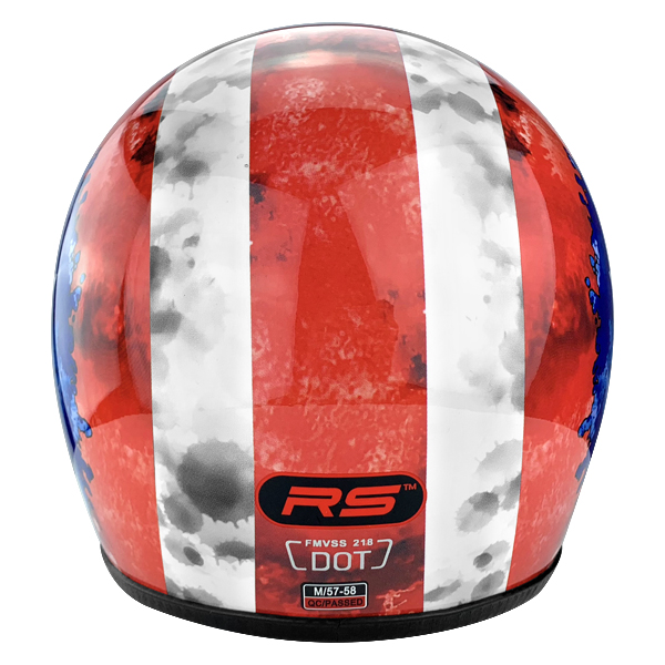 Full Face Vintage Style Fiberglass DOT Motorcycle Helmet Gloss Red American Flag