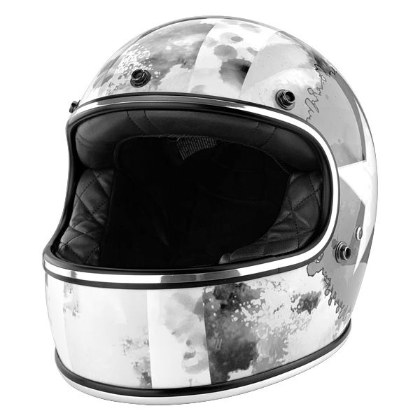 Full Face Vintage Style Fiberglass DOT Motorcycle Helmet Gloss White