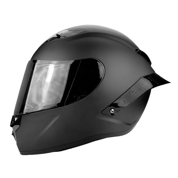 Satin Black, S FREE Dark Visor G-Mac Roar Evo Blackout Full Face Fibreglass Motorcycle Helmet