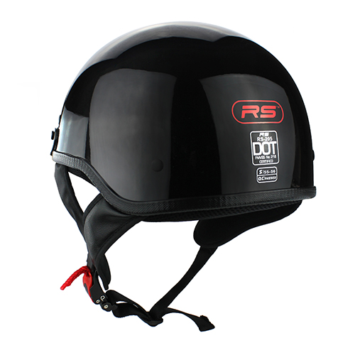Half Shell Motorcycle DOT Helmet Gloss Black with Visor