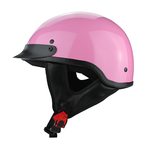 Beanie Cruiser DOT Motorcycle Half Helmet with Visor Gloss Pink
