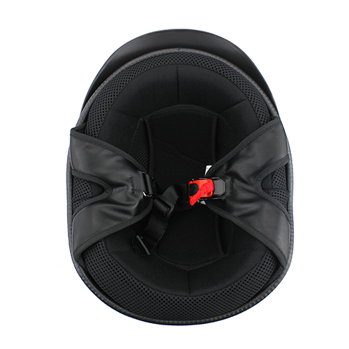 S.O.A. Gloss Black Half Head Motorcycle Helmet with Silver Pinstripe Flames DOT Approved