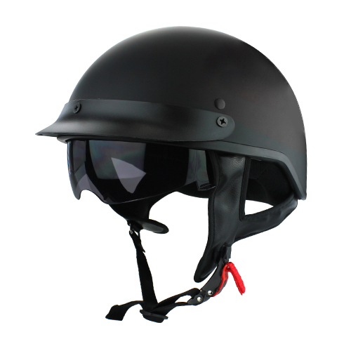 Half Shell Motorcycle DOT Helmet Matte Black with Flip Up Visor