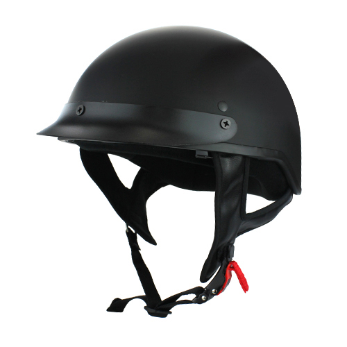 Skull Cap Chopper Half Motorcycle Helmet Matte Black with Flip Up Visor DOT Approved