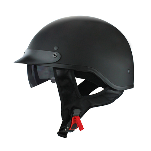 Skull Cap Chopper Half Motorcycle Helmet Matte Black with Flip Up Visor DOT Approved