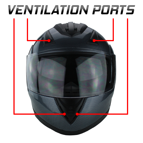 DOT Full Face Carbon Fiber Finish Modular Motorcycle Helmet With Flip-Up Visor & Vented Ports
