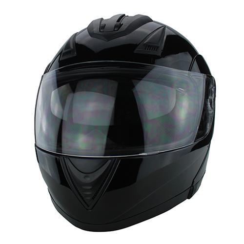 DOT Full Face Gloss Black Modular Motorcycle Helmet With Flip-Up Visor & Vented Ports