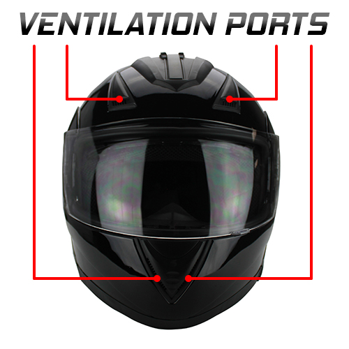 DOT Full Face Gloss Black Modular Motorcycle Helmet With Flip-Up Visor & Vented Ports