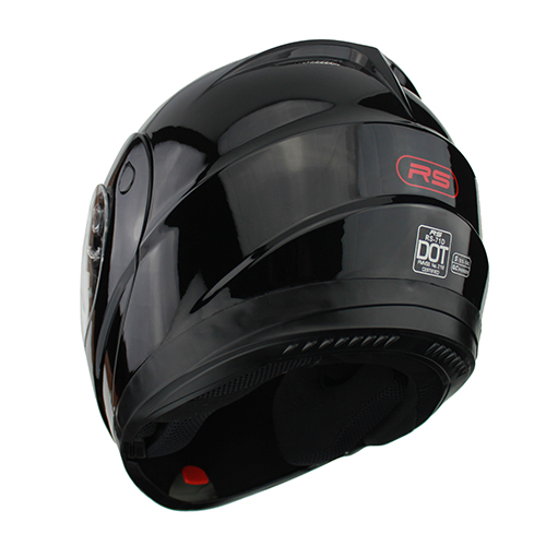 DOT Full Face Gloss Black Modular Motorcycle Helmet With Flip-Up Visor & Vented Ports