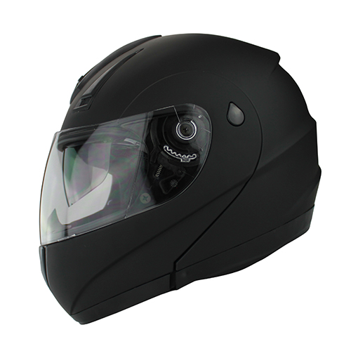 Full Face Modular Flip Up DOT Motorcycle Helmet with Dual Visor Matte Black