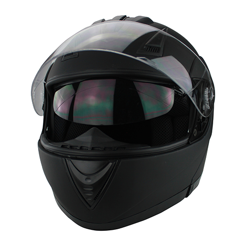 Full Face Modular Flip Up DOT Motorcycle Helmet with Dual Visor Matte Black