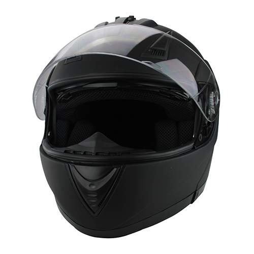 Full Face Modular Flip Up DOT Motorcycle Helmet with Dual Visor Matte Black