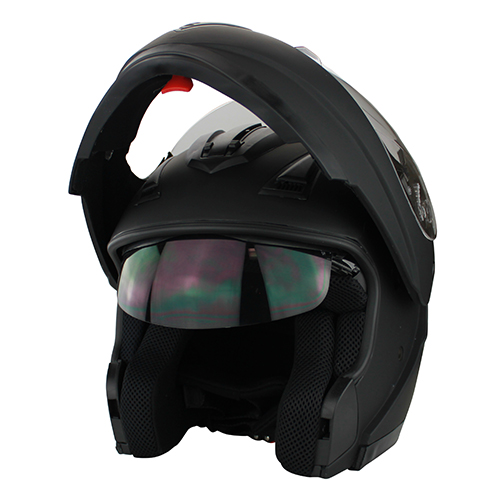 Full Face Modular Flip Up DOT Motorcycle Helmet with Dual Visor Matte Black