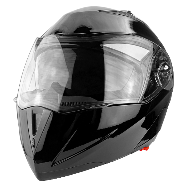 Full Face Motorcycle Helmet With Flip Up Double Visor Gloss Black