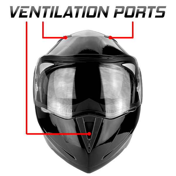 Full Face Motorcycle Helmet With Flip Up Double Visor Gloss Black 7