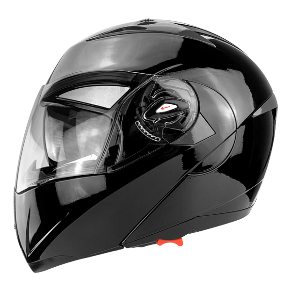 Full Face Motorcycle Helmet With Flip Up Double Visor Gloss Black