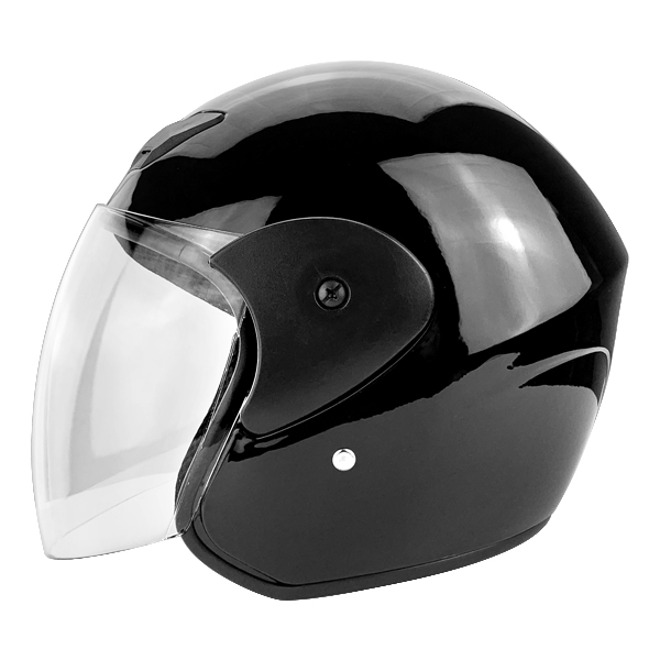 Gloss Black Open Face Motorcycle Helmet with Flip Up Face Shield DOT Approved