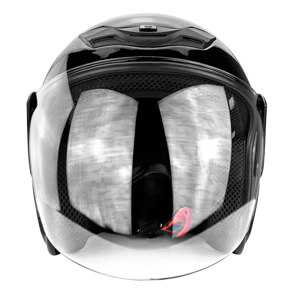 Gloss Black Open Face Motorcycle Helmet with Flip Up Face Shield DOT Approved