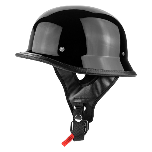 Half Motorcycle Helmet German Style DOT Approved Gloss Black