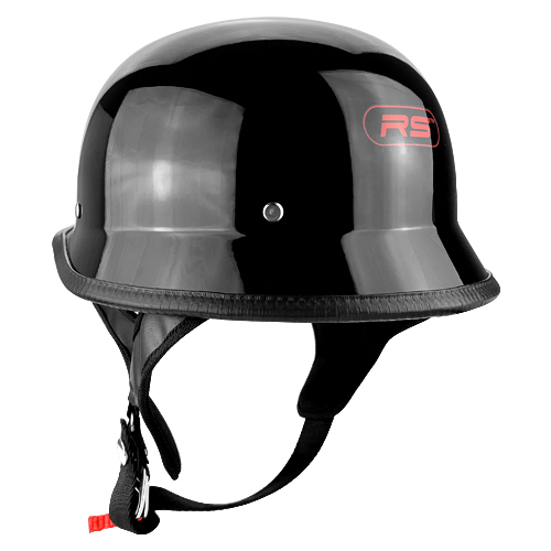 Half Motorcycle Helmet German Style DOT Approved Gloss Black