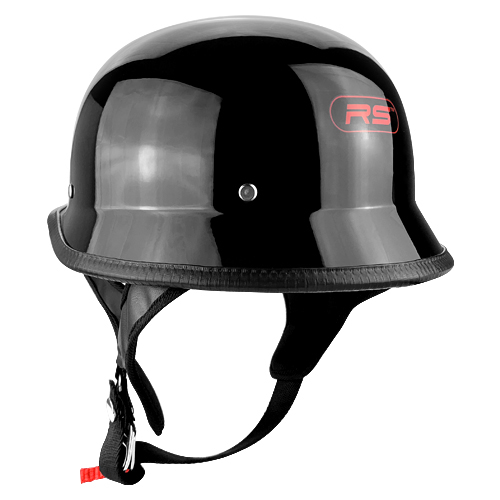 German Style Motorcycle Half Helmet Gloss Black DOT Approved