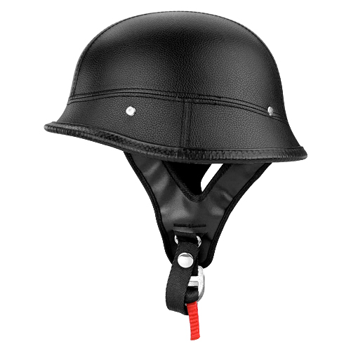 Half Motorcycle Helmet German Style Black Leather DOT
