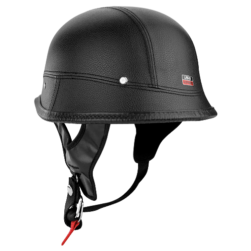 Half Motorcycle Helmet German Style Black Leather DOT