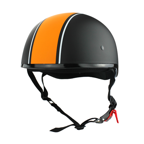 Genveje Ung Inspiration Matte Black Motorcycle Skid Lid Helmet Orange Stripe DOT Approved