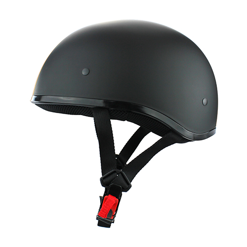 Skull Cap Half Motorcycle Helmet Matte Black White Stripe DOT Approved