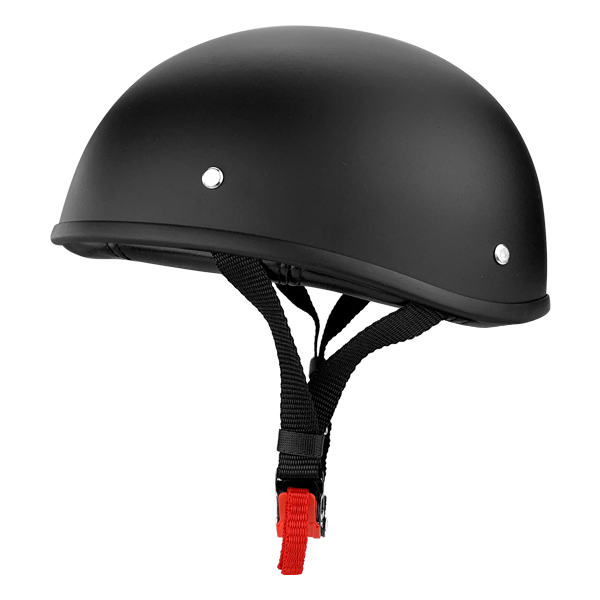 S.O.A. Matte Black Half Head Motorcycle Helmet Orange Stripe