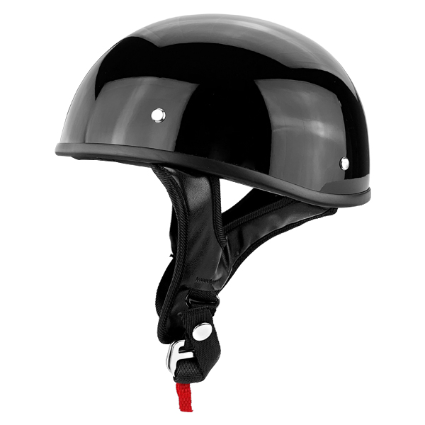 Beanie Cruiser Motorcycle Half Helmet Gloss Black Yellow Stripe