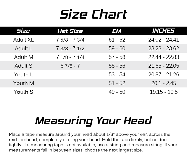 Skid Lid Size Chart